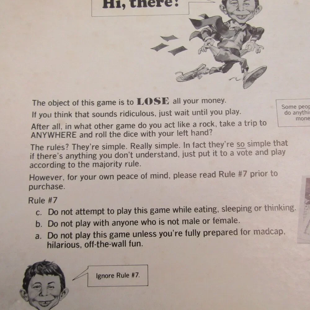 Vintage 1979 The MAD Magazine Game Parker Brothers Board Game Complete w/ Money